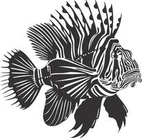 AI generated Silhouette lionfish black color only full body vector