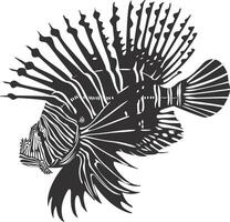 AI generated Silhouette lionfish black color only full body vector