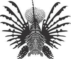 AI generated Silhouette lionfish black color only full body vector