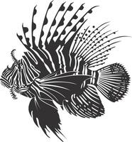 AI generated Silhouette lionfish black color only full body vector