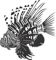 AI generated Silhouette lionfish black color only full body vector