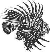 AI generated Silhouette lionfish black color only full body vector