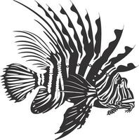 AI generated Silhouette lionfish black color only full body vector