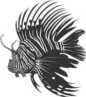 AI generated Silhouette lionfish black color only full body vector