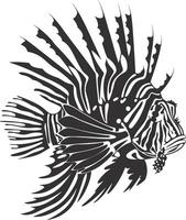 AI generated Silhouette lionfish black color only full body vector