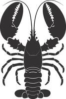 AI generated Silhouette lobster black color only full body vector