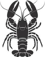 AI generated Silhouette lobster black color only full body vector