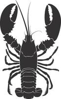 AI generated Silhouette lobster black color only full body vector