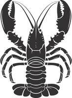 AI generated Silhouette lobster black color only full body vector