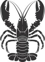 AI generated Silhouette lobster black color only full body vector