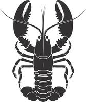 AI generated Silhouette lobster black color only full body vector