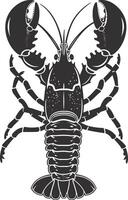 AI generated Silhouette lobster black color only full body vector