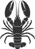 AI generated Silhouette lobster black color only full body vector
