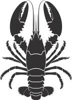 AI generated Silhouette lobster black color only full body vector