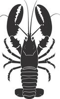 AI generated Silhouette lobster black color only full body vector