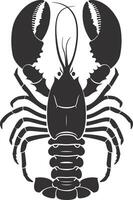 AI generated Silhouette lobster black color only full body vector