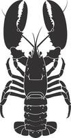 AI generated Silhouette lobster black color only full body vector