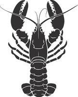 AI generated Silhouette lobster black color only full body vector