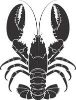 AI generated Silhouette lobster black color only full body vector