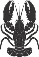 AI generated Silhouette lobster black color only full body vector