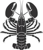 AI generated Silhouette lobster black color only full body vector