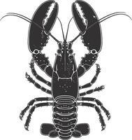 AI generated Silhouette lobster black color only full body vector