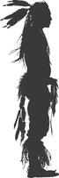 AI generated Silhouette native american man black color only full vector