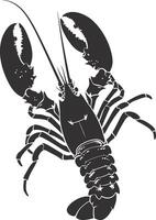 AI generated Silhouette lobster black color only full body vector