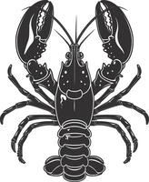 AI generated Silhouette lobster black color only full body vector