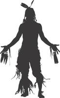 AI generated Silhouette native american man black color only full vector