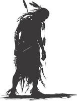 AI generated Silhouette native american man black color only full vector