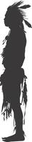 AI generated Silhouette native american man black color only full vector