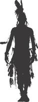 AI generated Silhouette native american man black color only full vector