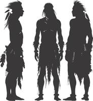 AI generated Silhouette native american man black color only full vector