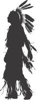 AI generated Silhouette native american man black color only full vector