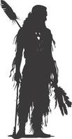 AI generated Silhouette native american man black color only full vector