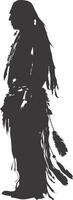 AI generated Silhouette native american man black color only full vector