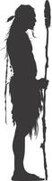 AI generated Silhouette native american man black color only full vector