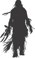 AI generated Silhouette native american man black color only full vector