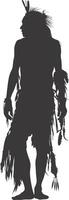 AI generated Silhouette native american man black color only full vector