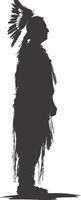 AI generated Silhouette native american man black color only full vector