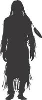 AI generated Silhouette native american man black color only full vector