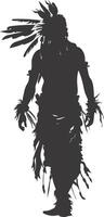 AI generated Silhouette native american man black color only full vector