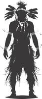 AI generated Silhouette native american man black color only full vector