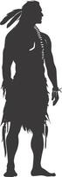 AI generated Silhouette native american man black color only full vector