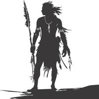 AI generated Silhouette native american man black color only full vector