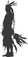 AI generated Silhouette native american man black color only full vector