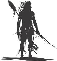 AI generated Silhouette native american man black color only full vector