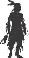 AI generated Silhouette native american man black color only full vector