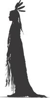 AI generated Silhouette native american woman black color only full body vector